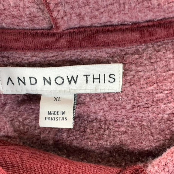 And Now This Men's Maroon Fleece Drawstring Pullover Hoodie SZ XL - Picture 8 of 10